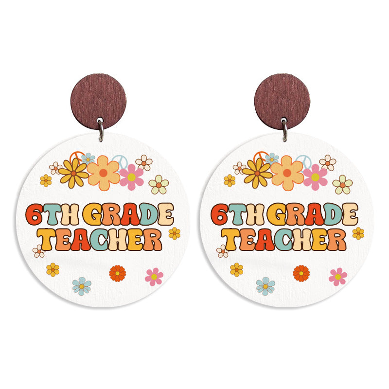Wholesale Teacher Gift Wood Print Vintage Bohemian Earrings